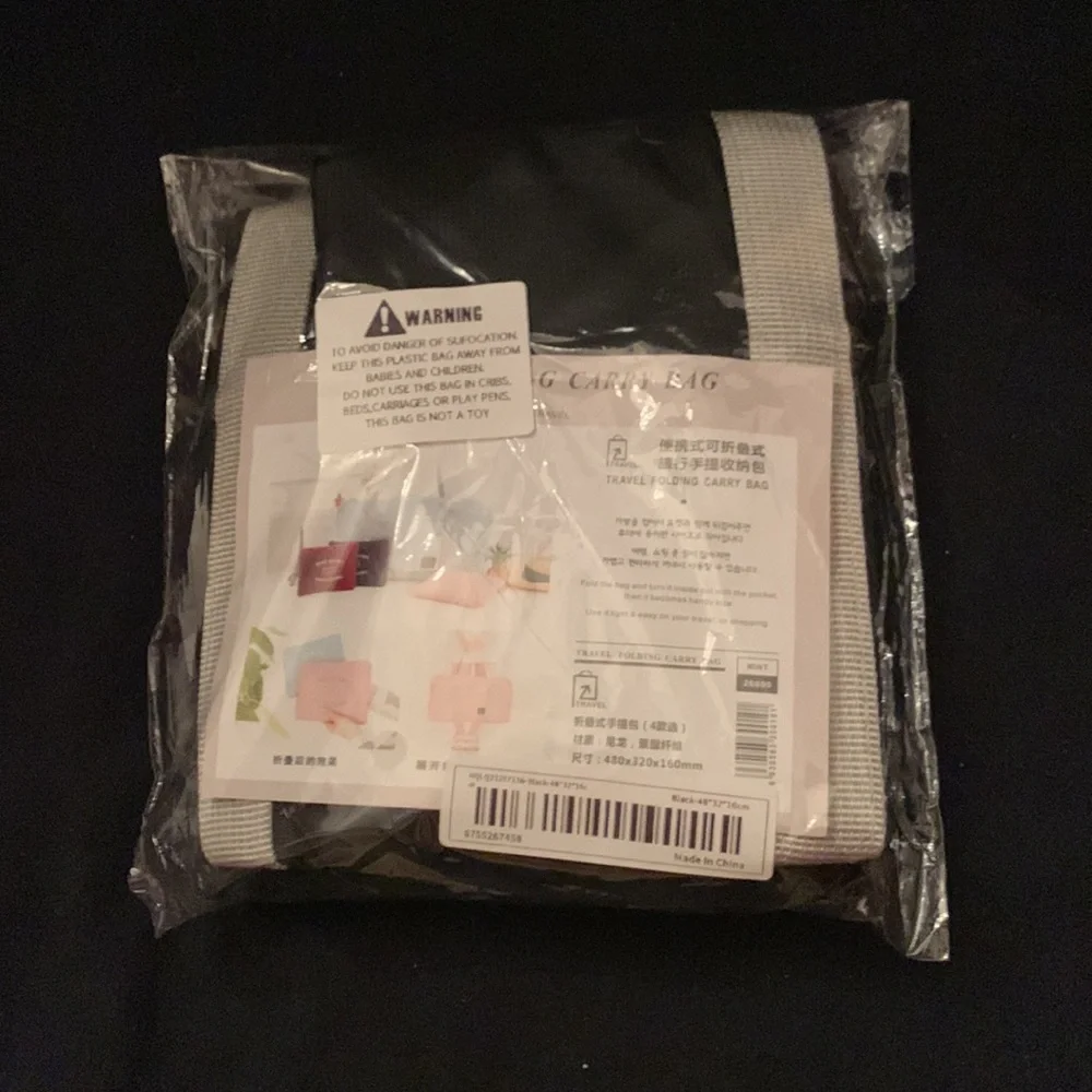 Packable folding duffel bag travel
